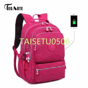 TEGAOTE 女性ランドセル抗盗難 USB 充電バックパックメンズラップトップ BAGPACK 学校十代少女 MO