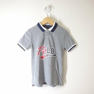 【5 キッズ 美品】POLO RALPH LAUREN ポロラルフローレン 半袖 ポロシャツ グレー ロゴ 子供服