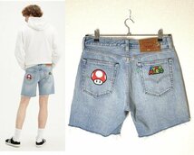 美品 W34 / Levi's PREMIUM × SUPER MARIO 501 93 SHORTS SM GANG デニムショートパンツ インディゴ ショーツ リーバイス スーパーマリオ_画像1