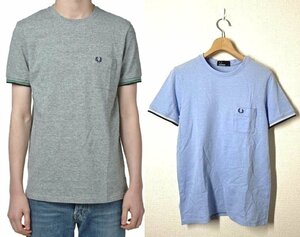 男女兼用 Sサイズ / FRED PERRY フレッドペリー 半袖ポケットTシャツ ブルー 青