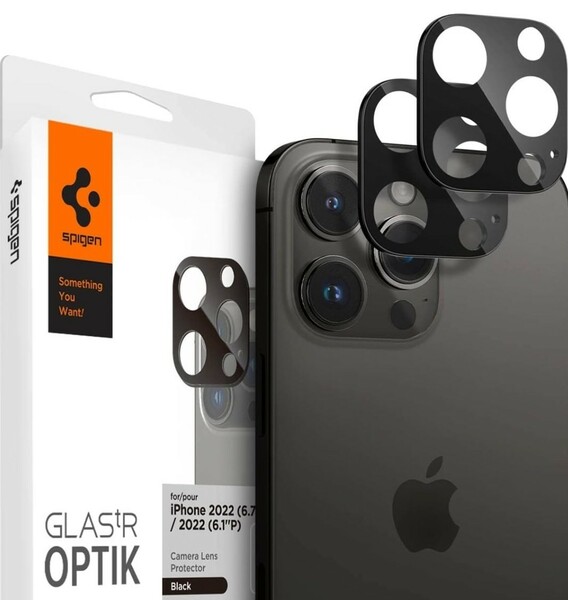 Spigen Glas.tR Optik iPhone 14, iPhone 14 Plus 用 カメラフィルム 保護 iPhone14, iPhone14Plus 対応 カメラ レンズ ブラック 2枚入