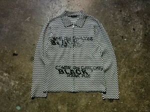 COMME des GARCONS HOMME PLUS 02AW チェッカーフラッグ ジップアップニットブルゾン ロゴ 2002AW AD2002 コムデギャルソンオムプリュス