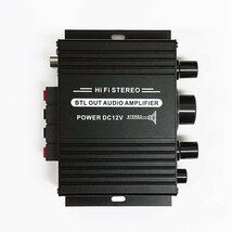 2chオーディオアンプ 小型 出力20W＋20W アルミボディ シンプル機能 コンパクトサイズ Hi-Fiステレオ アダプター付属 LP-LPAK170_画像6