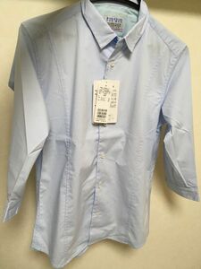 未使用品 ニコル メンズ 七部袖 ショートカラーシャツ サックスブルー サイズ46 元値8900円