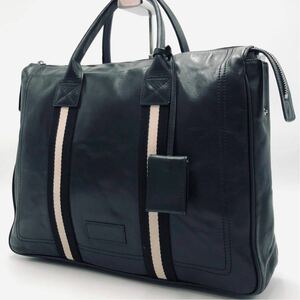 1円~[極美品] Bally バリー メンズ ビジネス ブリーフケース トートバッグ トレインスポッティング レザー A4/PC可 肩掛け 鍵付き 通勤 黒