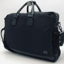 1円~[美品] PORTER ポーター 2way メンズ ビジネスバッグ ブリーフケース 吉田カバン エルダー コーデュラナイロン レザー A4/PC可 2室 黒_画像1