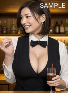 バーテンダー　女性　　フォト　生写真　　L判 セクシー 美女 かわいい 美人