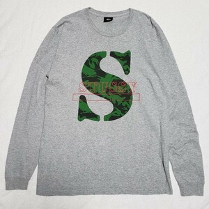 1円 STUSSY CAMO S LOGO LS TEE ステューシー 迷彩 Sロゴ ロングスリーブ Tシャツ ロンT グレー 長袖 SHIRT USA VINTAGE OLD 90s CROWN 