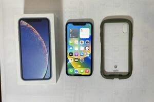 iPhone XR SoftBank版 Simフリー MT0E2J/A 64GB ブルー 中古美品 元箱付属品一式付 iFaceケース付