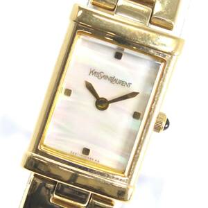 H 1円スタート YVES SAINT LAURENT イヴサンローラン 40th Anniversary バングルウォッチ 腕時計 クオーツ レディース
