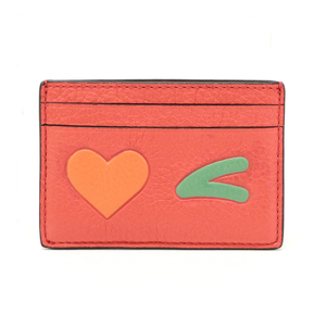  Coach COACH card-case pebble do leather Heart wing kF11724 pass case ticket holder card inserting lady's orange used mav18007