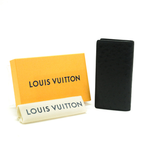 ルイヴィトン LOUIS VUITTON ポルトフォイユ ブラザ オーストリッチ N92162 二つ折り長財布 ノワール 極美品 中古 map15007