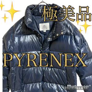 【極美品】PYRENEX ピレネックス YANNICK/ヤニック ロゴワッペン付き プルオーバー ダウンジャケット ネイビー ブルー S メンズ アウター