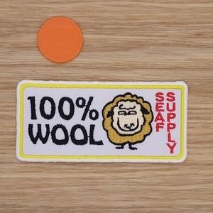【Ｍサイズ】アイロンワッペン NO.1054 ウール１００％ 洗濯表示 羊 ウール ＷＯＯＬ 人気 可愛い アップリケ