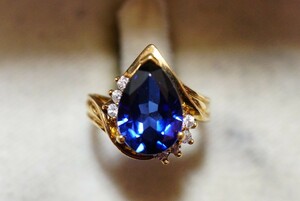 705 サファイア リング 指輪 約11.5号 ヴィンテージ アクセサリー 925刻印 ビンテージ アンティーク 宝石 色石 カラーストーン 装飾品