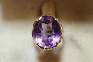 861 天然アメジスト リング 指輪 約14.5号 ヴィンテージ アクセサリー SILVER刻印 アンティーク 天然石 宝石 カラーストーン 装飾品