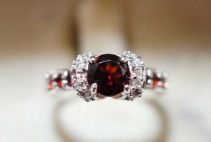 1090 ガーネット リング 指輪 約13号 ヴィンテージ アクセサリー SILVER 925刻印 アンティーク 宝石 カラーストーン 装飾品