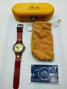 □Mu-ra Rebic RER-23B M'S 手巻き ハンドメイドウォッチ 腕時計 赤ベルト 2018年製