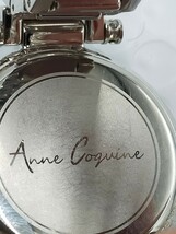 ○Anne Coquine アンコキーヌ アナログ 腕時計 ラインストーン ステンレス シルバー※動作未確認_画像3