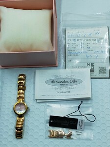○Alessandra Olla FIRENZE AO-345-2 アレサンドラオーラ ゴールド アナログクォーツ腕時計 ※動作未確認