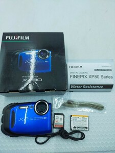 ●FUJIFILM FINEPIX XP80 ブルー コンパクトデジタルカメラ フジフィルム ※バッテリー充電器欠品 通電未確認 