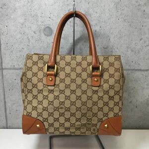 ◎【GUCCI/グッチ】GGキャンバス ハンドバッグ 120895 キャンバス×レザー レディース GG柄 ブラウン グッチバッグ ブランドバッグ 