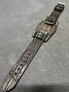 新年セール18mm 本物 クロコダイル BUND 時計ベルト　 裏側防水 半艶ブラック 1 genuine crocodile leather.