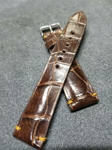 20mm 本物 クロコダイル ベルト 裏側防水 艶有りブラウン genuine crocodile leather