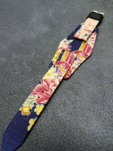 20mm 着物生地使用 BUND 時計ベルト 裏側ソフトカーフ 花柄 kimono fabric