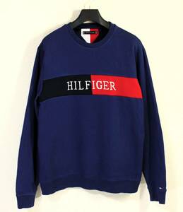 訳あり◆TOMMY HILFIGER トミーヒルフィガー◆MW13040 切替 インターシャロゴスウェット:L