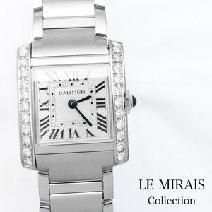 [ written guarantee attaching ] Cartier Tank Francaise present SM SS silver face diamond SS lady's wristwatch CARTIER clock 