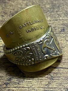 【1950～60年】アンティーク スプーンリング アクセサリー us battleship 指輪 USA