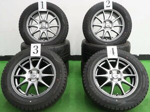 4本 社外 15インチ 5.5J +43 4H 100 スタッドレス ダンロップ ウインターマックス WM02 2022年 185/65R15 アクア MXPK フィット クロスター