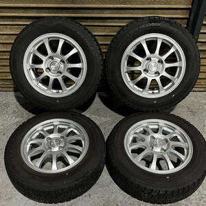 《良品》1円～ 売切 165/70R14 コンパクトカー スタッドレス 4本セット PCD100 5.5J +38 ダンロップ ウィンターマックス マーチ ヴィッツ