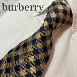 美品　バーバリー　burberry 　ノバチェック　ホースロゴ ネクタイ　スーツ　ビジネス　装飾小物　最高級シルク100　１円スタート