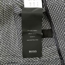 美品 HUGO BOSS 【極上の1着】ヒューゴボス テーラードジャケット アンコン イタリア製 バージンウール バーズアイ ネイビー系 L相当 1円_画像8