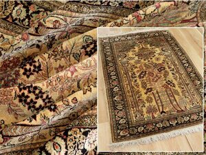 魁◆最高級インド絨毯 総シルク100％ 手織り絨毯 103×145㎝ 生命の樹パルメット文様 ヘレケをモチーフに制作されたペルシャ絨毯！