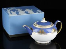 魁◆本物保証 WEDGWOOD ウエッジウッド コロンビア パウダーブルー ティーポット 箱付_画像2