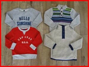 2401★SM-1066★ベビーギャップ babyGAP ４歳児 ①セーター 105㎝ ②ボアトレーナー 110㎝ ③④トレーナー 100㎝ ４点セット 中古品