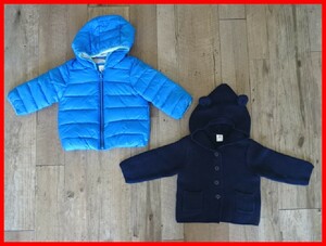 2401★SM-1070★ベビーギャップ babyGAP 12～18ヶ月用 フードジャンパー・カーディガン 80㎝ 2点セット 中古品