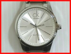 2401★F-1548★不動品！Calvin Klein カルバン・クライン K22 411 腕時計 クォーツ シルバー文字盤 スイス製 ジャンク 現状品　中古