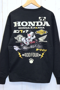 PANDIESTA × HONDA 熊猫 パンダ CB４００FOUR 刺繍 ロング Tシャツ 長袖 / ブラック / バイク パンディエスタ ホンダ ヨンフォア