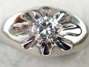 【2724D】鑑定書付 Pt900プラチナ 上質 天然ダイヤモンド H/VVS-2/0.37ct/12.09g リング 指輪 ♯16