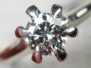 【2961D】Pt900プラチナ 上質 天然ダイヤモンド 0.47ct/4.3g カメリア ジュエリーマキ リング 指輪 ♯17.5