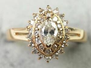 【3013M】K18ゴールド 天然ダイヤモンド 0.36ct/2.4g リング 指輪 ♯9.5