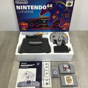 401 任天堂 NINTENDO 64 N64 本体 NUS-001 コントローラー 箱説 ACアダプタ ケーブル 振動パック NUS-013 ソフト二本付き 