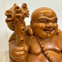 110 七福神　布袋尊　布袋様　木彫り　縁起物　金運　風水　置物　高さ約47cm 重さ約8.7キロ　_画像5