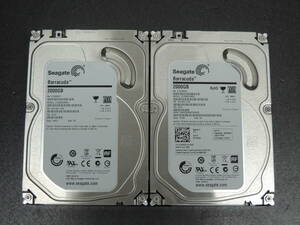 【2台まとめ売り/検品済み】Seagate 2TB HDD ST2000DM001 【使用時間1893h・1925h】 管理:a-21