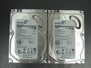 【2台まとめ売り/検品済み】Seagate 2TB HDD ST2000DM001 【使用時間3407h・3661h】 管理:a-23