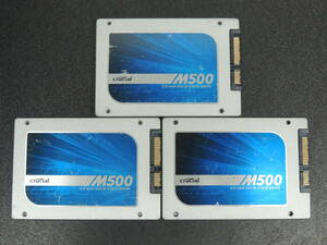 【3台まとめ売り/検品済み】crucial M500 SSD 120GB CT120M500SSD1 (使用時間：5701h・5799h・19010h) 管理:e-16